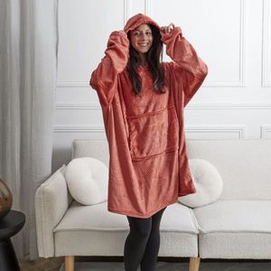snuggle hoodie - dames - rood - zonder voering - met bladprint