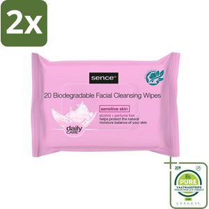 Sence - Gevoelige Huid - Gezichtsreinigingsdoekjes - Mild Reinigend - 20 Doekjes - Voordeelverpakking - 2 stuks - Gezichtsreiniging - Reinigingsdoekjes