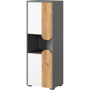 Boekenkast - Kast met planken - Kledingkast met planken - ABS rand - 50 cm - Nash Oak/Brilliant White/Grafiet