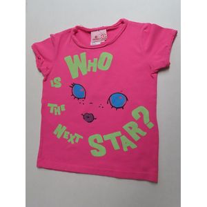 T shirt korte mouwen - Meisjes - Roze - Who is the next star ? - 3 jaar 98