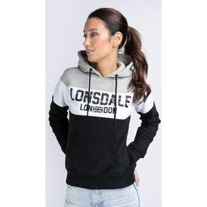 Lonsdale Damen Hoodie Penbryn Kapuzensweatshirt Black/White/Marl Grey-XXL