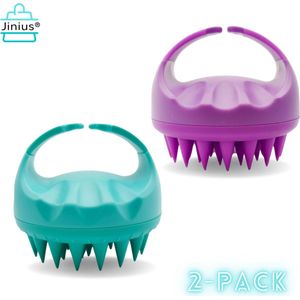 Jinius ® - 2 Stuks - Groen & Paars - Scalp Massager - Massage Borstel Hoofdhuid - Brush - Siliconen Haarbostel - Massage - Stress Vrij - Gezonde Hoofdhuid - Verminderd Roos - Roosvrij - Gezond Haar