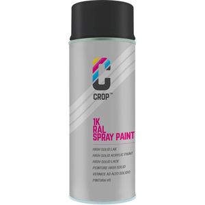 CROP Spuitbus RAL 9017 Verkeerszwart - Hoogglans - 400ml - Spuitbus verf Zwart - 100% kleurecht - Sneldrogend - Binnen & Buiten - RAL9017