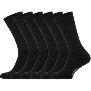 Dames sokken | Heren sokken | 60% Merinowol | Merk: Basset | Kleur: Antraciet | Maat: 35 t/m 50 | 6 Paar