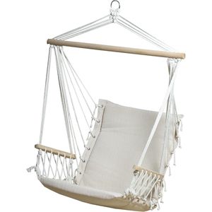 Hangstoel cocoon Braziliaanse stoel met armleuningen 100 x 50 cm hangmat - hangschommel - hangstoel - glad beige hangstoel cocoon