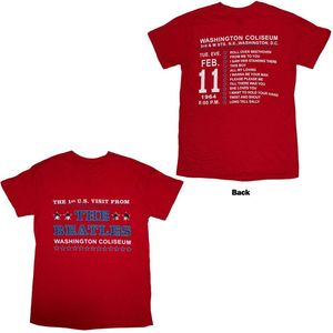 The Beatles - Washington '64 Stars Setlist Heren T-shirt - S - Rood