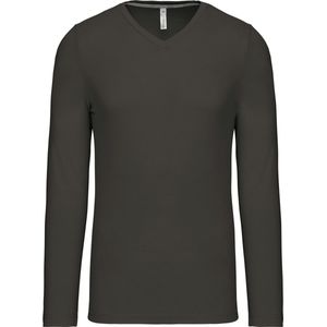 Kariban T-shirt V-hals lange mouwen K358 - Dark Grey - XXL