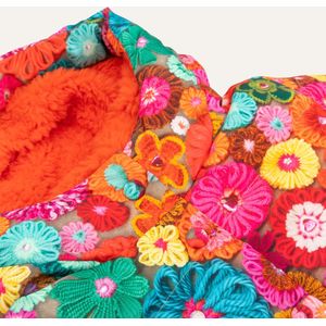 Crochet coat 17 AOP Fluffy flowers Orange: 104/4yr