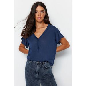 Trendyol TWOSS23TS00382 Volwassenen Vrouwen T-shirt - marineblauw - M