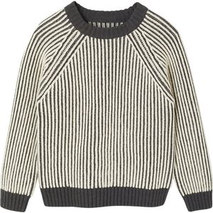 Trui - Antraciet - Tweekleurig Breisel - Lange Mouwen - Voor Jongens