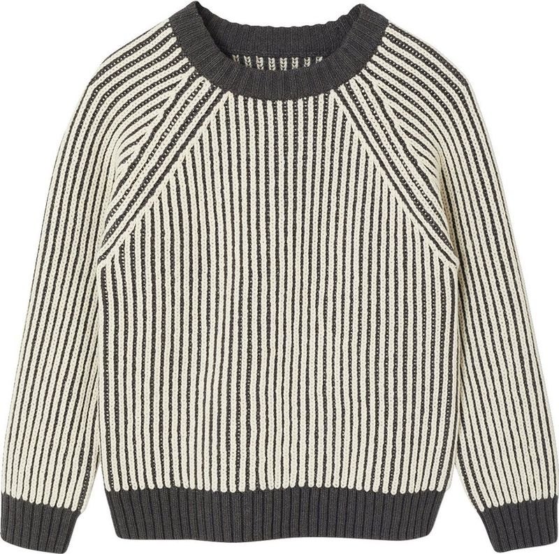 Trui - Antraciet - Tweekleurig Breisel - Lange Mouwen - Voor Jongens