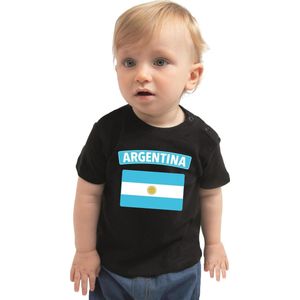 Argentina baby shirt met vlag zwart jongens en meisjes - Kraamcadeau - Babykleding - Argentinie landen t-shirt 68