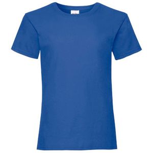Fruit Of The Loom Meisjes Kinder Valuegewicht T-shirt  Korte Mouwen (2 stuks) (Retro Heather Royaal Blauw)