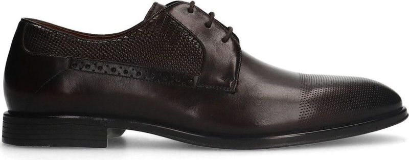Manfield - Leren Veterschoenen - Donkerbruin - Nette Schoenen