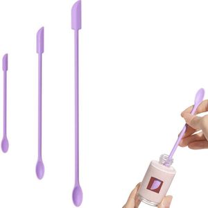 Set van 3 stuks - Siliconen make-up spatel - Spatel met twee uiteinden - Mini spateltool - Beauty spatel - Klein/Middelgroot/Groot - Paars - Geschikt voor lotion, serum en foundation