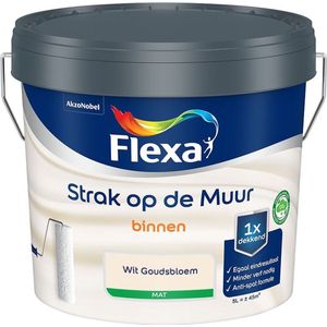 Flexa - Strak op de Muur Binnen Muurverf Mat - Wit Goudsbloem - Mengverf - 5 Liter