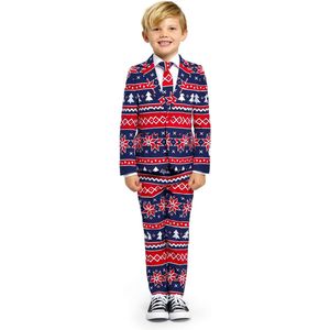 OppoSuits Kids Nordic Noel - Jongens Pak - Kerst Pak - Blauw - Maat: EU 98/104 - 4 Jaar