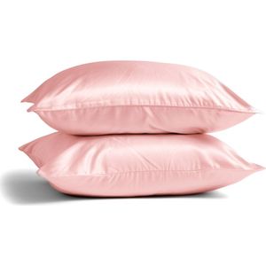 2x Zijden Kussensloop 45x65cm Roze Ritssluiting 19 Momme - Kussensloop set - Luxe Silk Kussensloop 100% moerbei zijde - Zijde kussensloop - Silk Heaven - 45x65cm (voor ergonomische kussens 40x60cm) / Ritssluiting