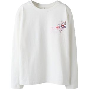 Meisjes longsleeve wit met bloemenprint 116