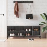 The Living Store Schoenenkast Industrieel - 131 x 35 x 50 cm - Grijs Sonoma Eiken - Duurzaam hout en staal