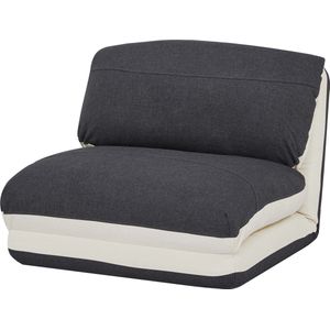 Fauteuilbed MCW-E68, slaapbank functionele fauteuil inklapbare fauteuil, stof/textiel ~ crème/zwart