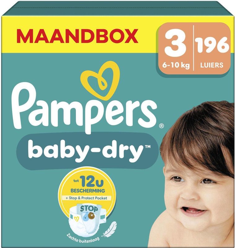 Pampers - Baby Dry - Maat 3 - Maandbox - 196 stuks - 6/10 KG