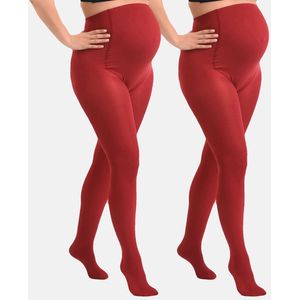 Mamsy - 2-Pack Opaque Zwangerschapspanty 60den - Rood- S