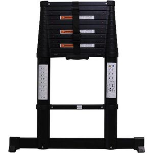 Borg Professionele Telescopische - Zwarte uitvoering -  Uitschuifbare ladder - 3.8m - met Softclose en Dwarsbalk