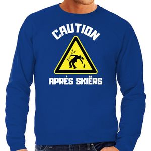 Bellatio Decorations Apres ski sweater heren - apres ski waarschuwing - blauw - winter XXL