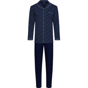 Blauwe katoenen doorknooppyjama heren - Blauw - Maat - XL