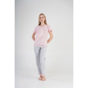 Vienetta katoen dames pyjama | korte mouwen | lange broek | katoen | korting | sale | M