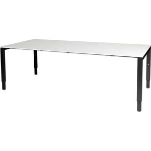 Vergadertafel Domino - 220x100 grijs - zwart frame