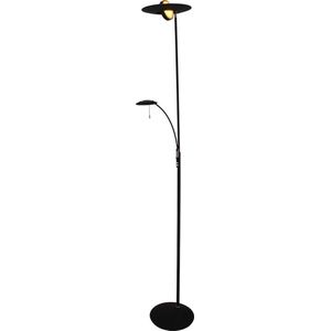 Moderne vloerlamp met leesarm en dimfunctie | 2 lichts | zwart | kunststof / metaal | Ø 28 cm | 185 cm | vloerlamp / staande lamp | modern design