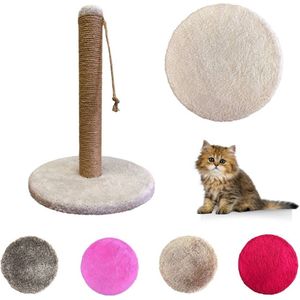 Longway- Krabpaal Katten - Krabpaal met Touw - Krabmeubel met Speeltje - 50 cm - Cirkel - Wit