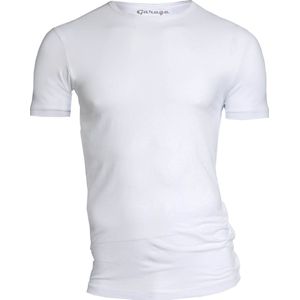 Garage 201 - Bodyfit T-shirt ronde hals korte mouw wit S 95% katoen 5% elastan