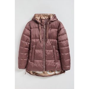 Gewatteerde taupe-roze jas ""Ice"" met vaste kap en Polo Club-details