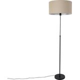 QAZQA parte stof - Design Vloerlamp | Staande Lamp met kap - 1 lichts - H 172 cm - Zwart - Woonkamer | Slaapkamer | Keuken