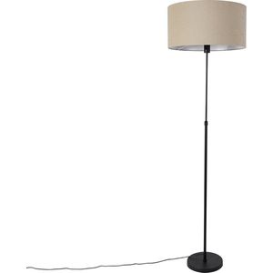 QAZQA parte stof - Design Vloerlamp | Staande Lamp met kap - 1 lichts - H 172 cm - Zwart - Woonkamer | Slaapkamer | Keuken