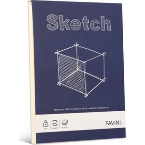 Favini ART Sketch tekenblok ruw papier potlood houtskool pastel inkt A4 90 g/m2 80 vel