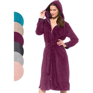 Dames Badjas met Rits en Capuchon - Velours, Bamboe en Katoen Microfiber