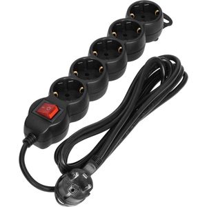 Verlengsnoer 5voudiG met Schakelaar H05VV-F 3x15mm2 Platte Stekker 16A - Extension Cord Verlengsnoer Extension Cable (5m)