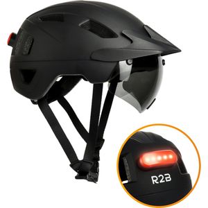 R2B Fietshelm - Speed Pedelec Helm - Snorfiets Helm - LED Verlichting - Maat L - 58-61 cm - Fietshelm Volwassenen Elektrische Fiets - Fiets helm Elektrische Fiets - Bike Helmet - Fatbike Helm
