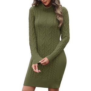 Gebreide dames jurk met col en lange mouwen voor herfst en winter