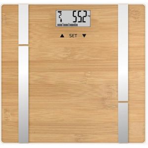 Elektronische Personenweegschaal met Impedantiemeter en Natuurlijke Bamboe Afwerking