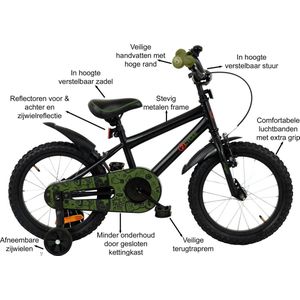 2Cycle BMX - Kinderfiets - 16 inch - Zwart-Groen - Jongensfiets -16 inch fiets