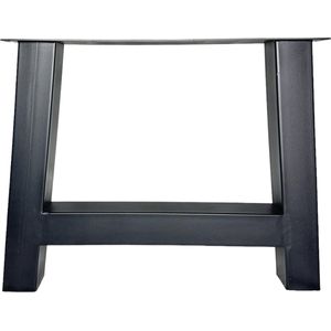 Maison DAM – 1x industriële tafelpoot X met koker 10x10cm, Hoogte 72cm, mat zwart fijn structuur, hoogwaardige kwaliteit - Inclusief steldop - Topplaat; 4mm