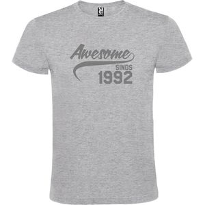 Grijs T shirt met ""Awesome sinds 1992"" print Zilver size XXXL