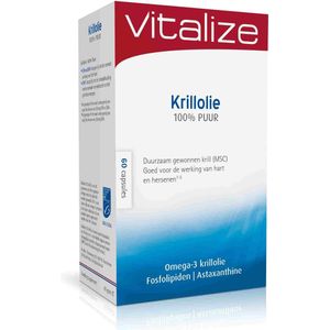 Vitalize Krillolie 100% puur - 60 capsules - Goed opneembaar in het lichaam en de hersenen - EPA en DHA dragen bij tot de normale werking van het hart*