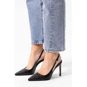 Sacha - Dames - Zwarte leren slingback pumps - Maat 42