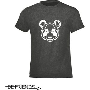 Be Friends T-Shirt - Panda - Kinderen - Grijs - Maat 10 jaar